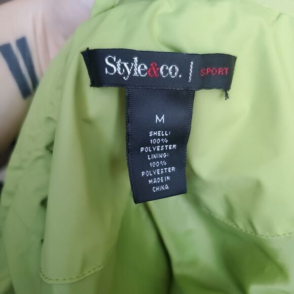 Style & Co. Sport Lightweight Lime Color Rain/Fall Jacket Women's Size Medium - Picture 7 of 7